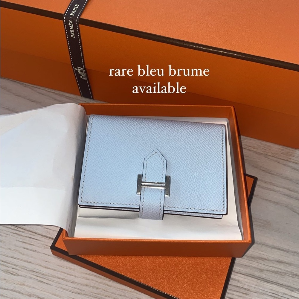 SOLD Hermes Bleu Brume Bearn Cardholder Brand New - Picture 1 of 3